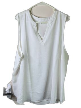 Maurices White Sleeveless V-Notch Blouse / Tank 2X